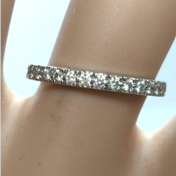 Tiffany & Co. Platinum PT950 Diamond 1/2 Eternity Band Ring w/ Tiffany Ring Box - Picture 2 of 3